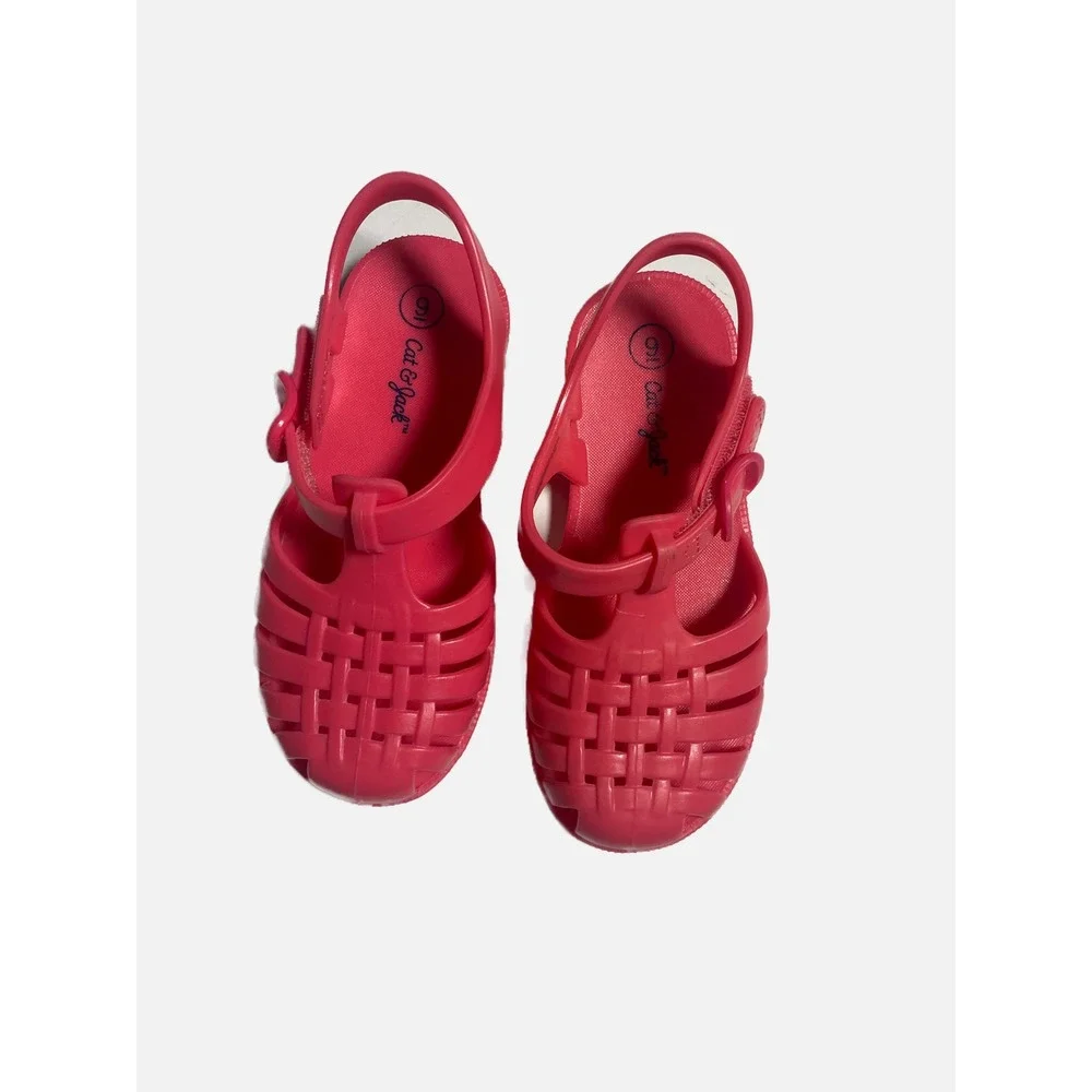Cat & Jack Jelly Sandals Kids Size 9 Pink Fisherman Caged‎ Summer Beach Shoes
